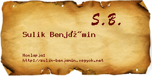 Sulik Benjámin névjegykártya